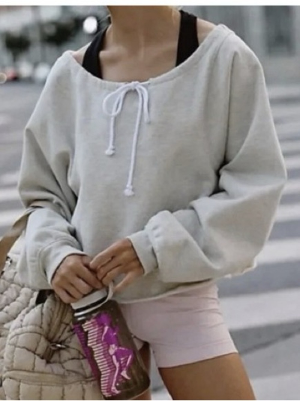 FP Movement For The Win Off The Shoulder Sweatshirt, Oatmeal Beige, S